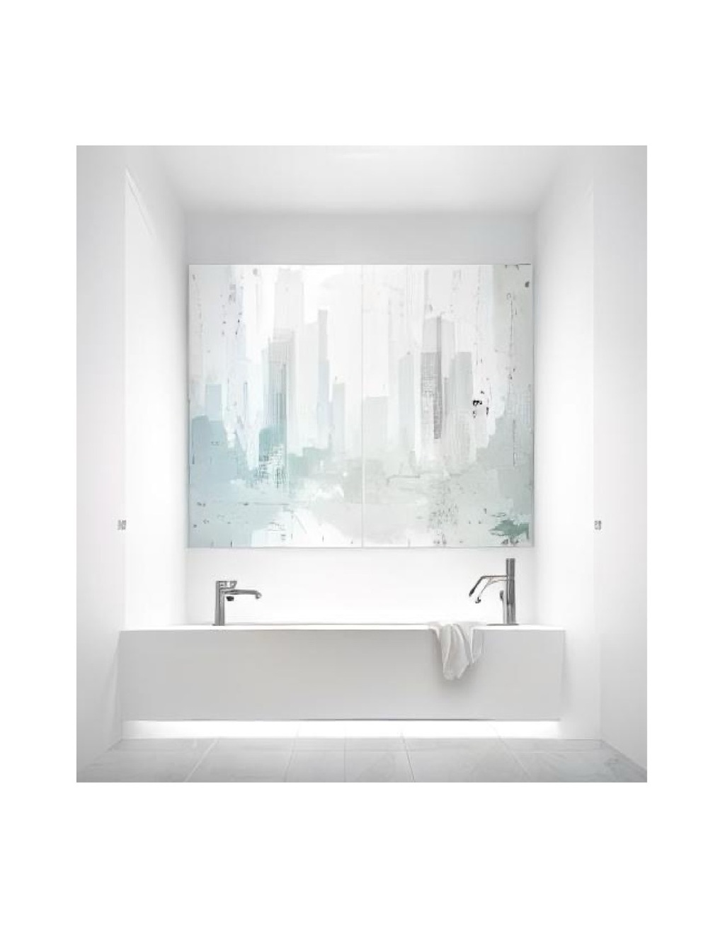 Minimalist Blue-Green Abstract Cityscape Wall digital Art Poster